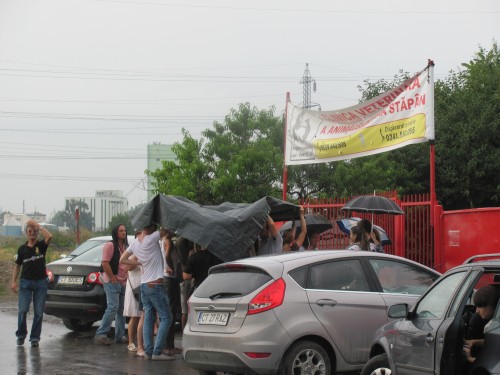 Protest in ploaie la biobaza Constanta