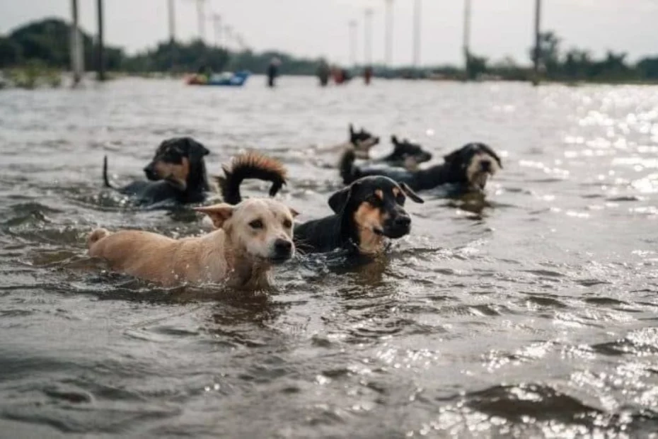 câini care luptă să supraviețuiască; sursă foto: Daily Express